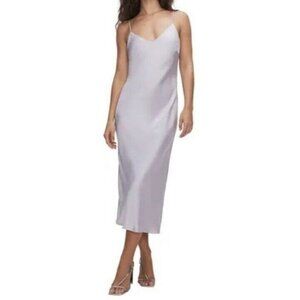 Good American V Neck Washed Satin Slip Dress Size 0 Lilac Whisper Women New $149